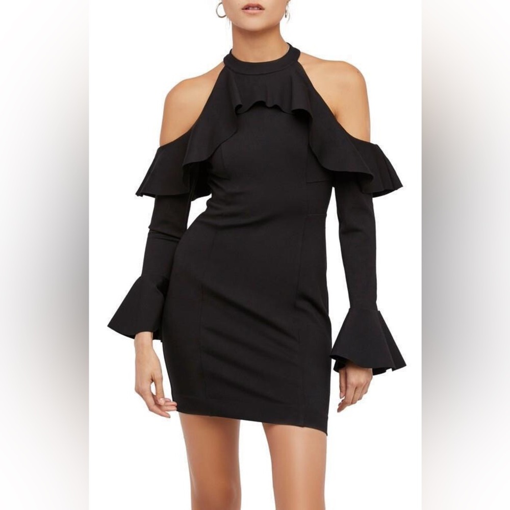 FREE PEOPLE Sweet Talk Cold Shoulder Dress Black Small